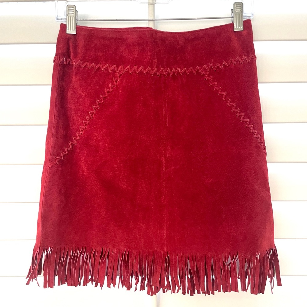 Wet Seal Y2K Suede Fringe Western Skirt